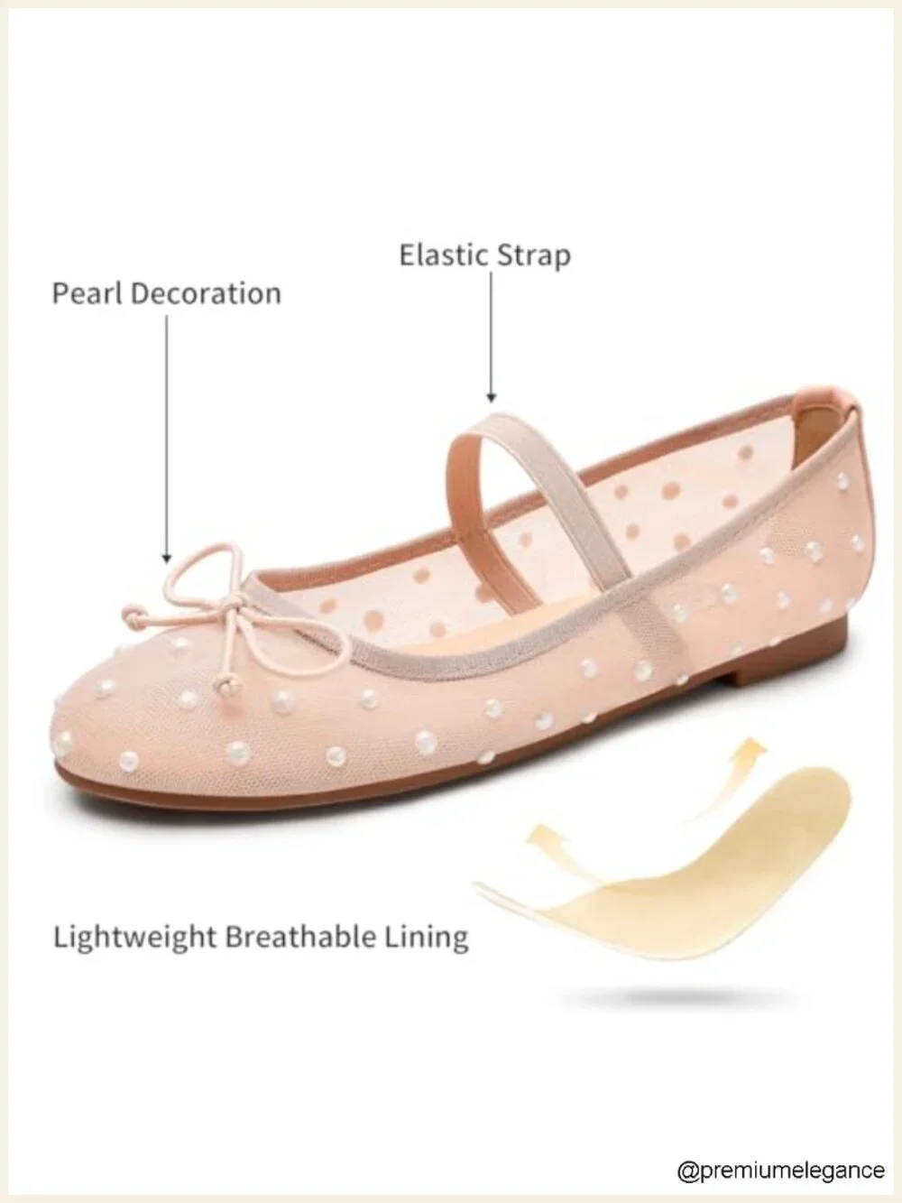 Mary Jane Flats with Bowknot and Pearl Embellishments